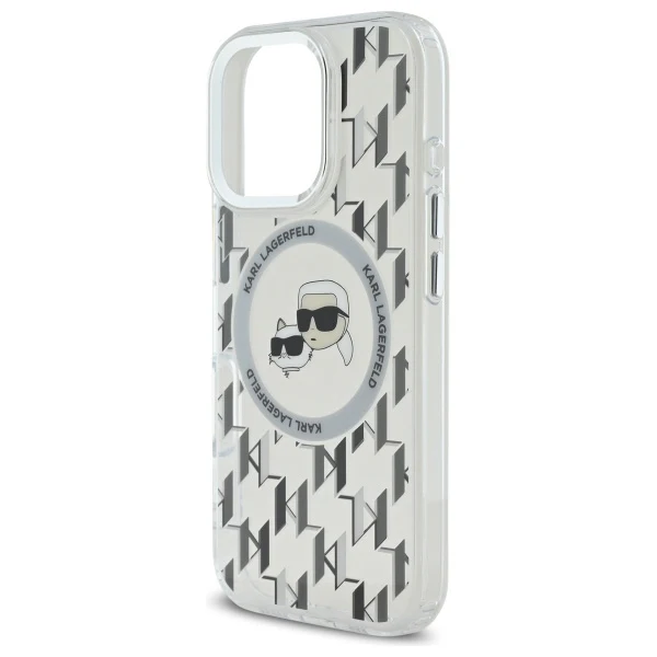 MagSafe Case for Apple iPhone 16 Pro Max, Karl Lagerfeld, IML Monogram Karl & Choupette's Heads, Transparent - Image 6