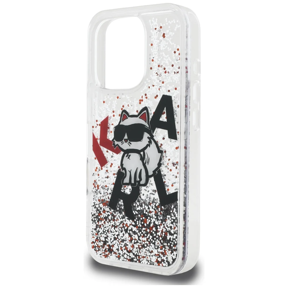 MagSafe Case for Apple iPhone 16 Pro Max, Karl Lagerfeld, Liquid Glitter Choupette Logo, Transparent - Image 5