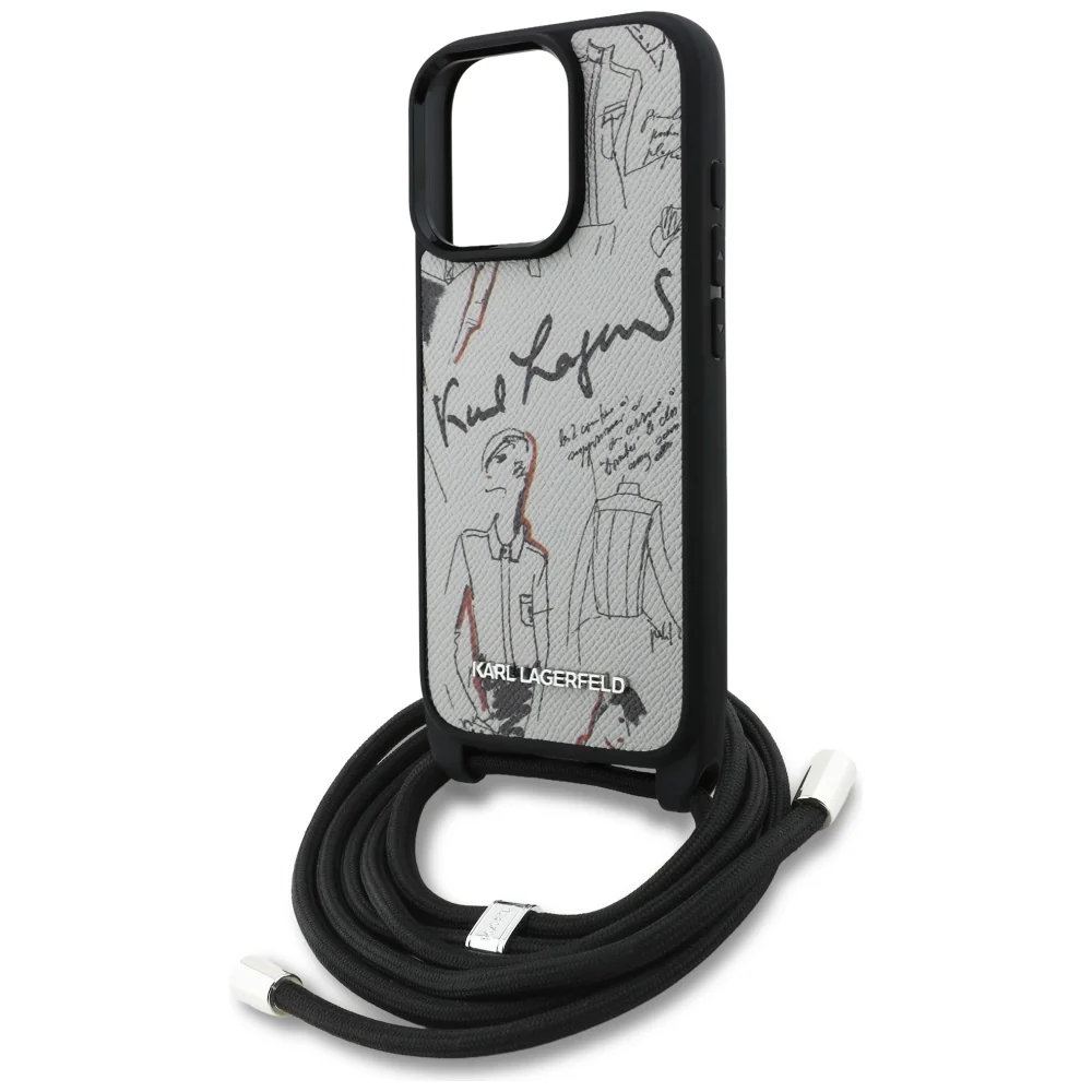 MagSafe Case for Apple iPhone 16 Pro Max, Karl Lagerfeld, Saffiano Crossbody, Grey - Image 5