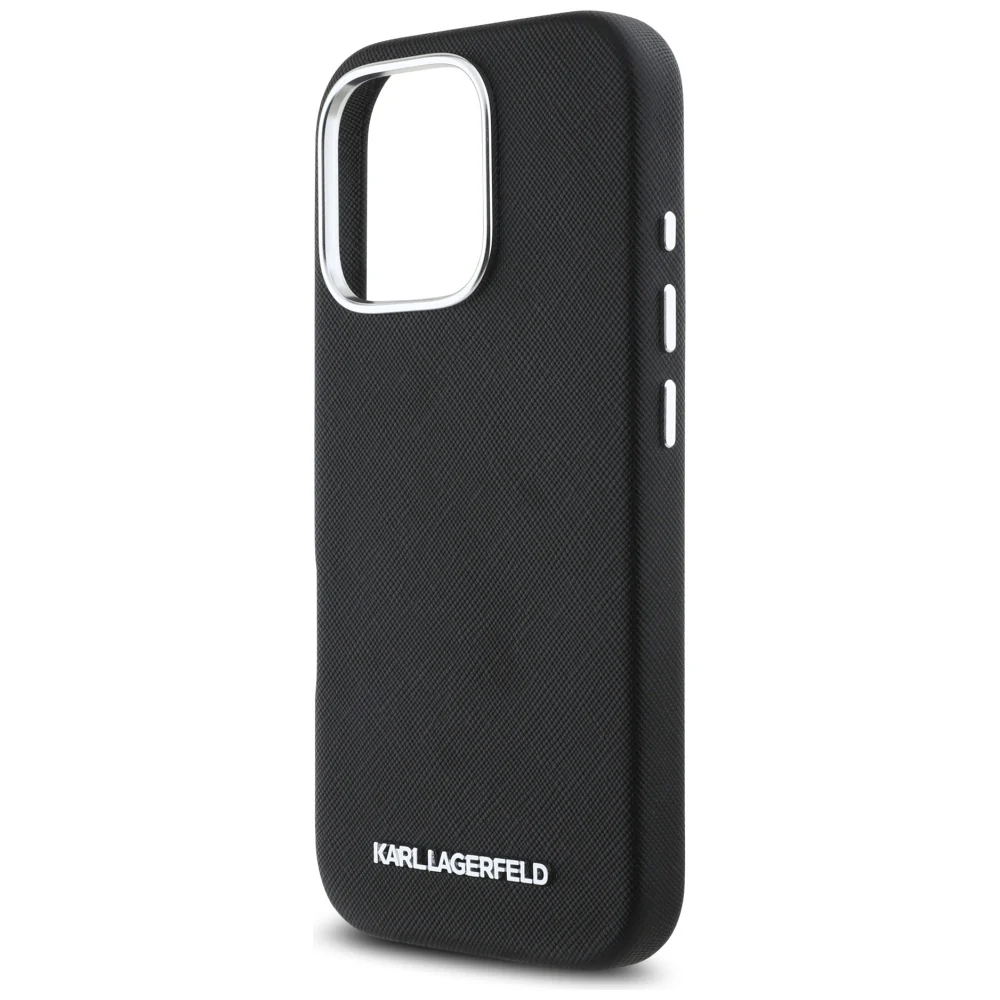 MagSafe Case for Apple iPhone 16 Pro Max, Karl Lagerfeld, Saffiano Full Wrapped Elongated Metal Logo, Black - Image 4