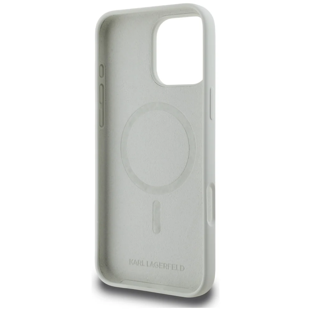 MagSafe Case for Apple iPhone 16 Pro Max, Karl Lagerfeld, Silicone Karl & Choupette's Heads, Beige - Image 6