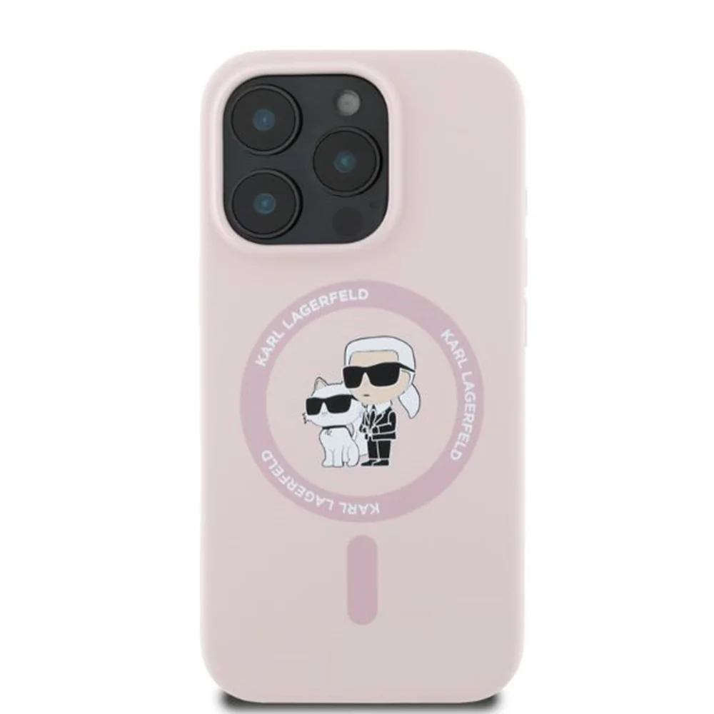 MagSafe Case for Apple iPhone 16 Pro Max, Karl Lagerfeld, Silicone Ring Karl & Choupette, Pink - Image 2