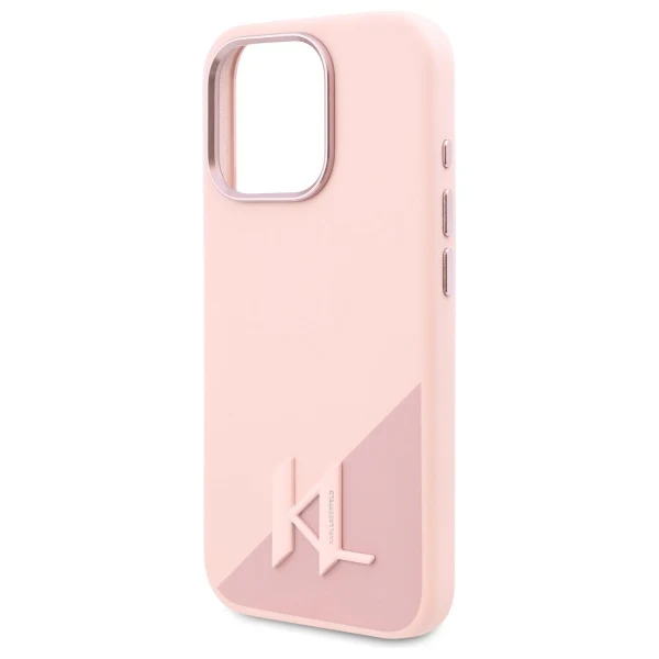 MagSafe Case for Apple iPhone 16 Pro Max, Karl Lagerfeld, Silicone Shadow Metal Initial, Pink - Image 2