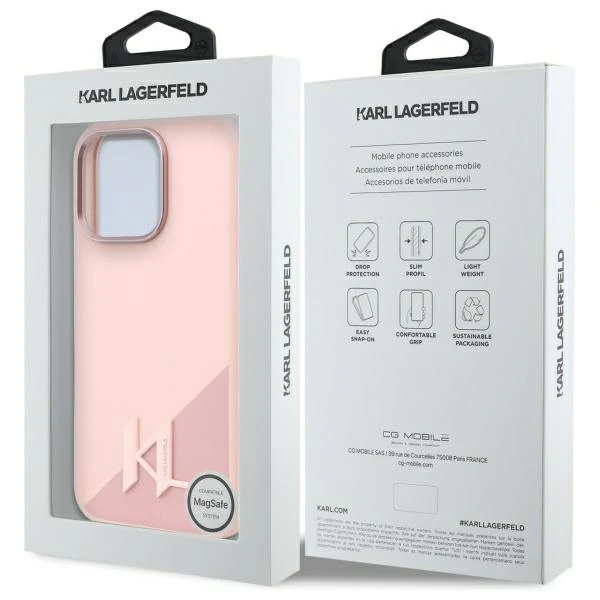MagSafe Case for Apple iPhone 16 Pro Max, Karl Lagerfeld, Silicone Shadow Metal Initial, Pink - Image 7