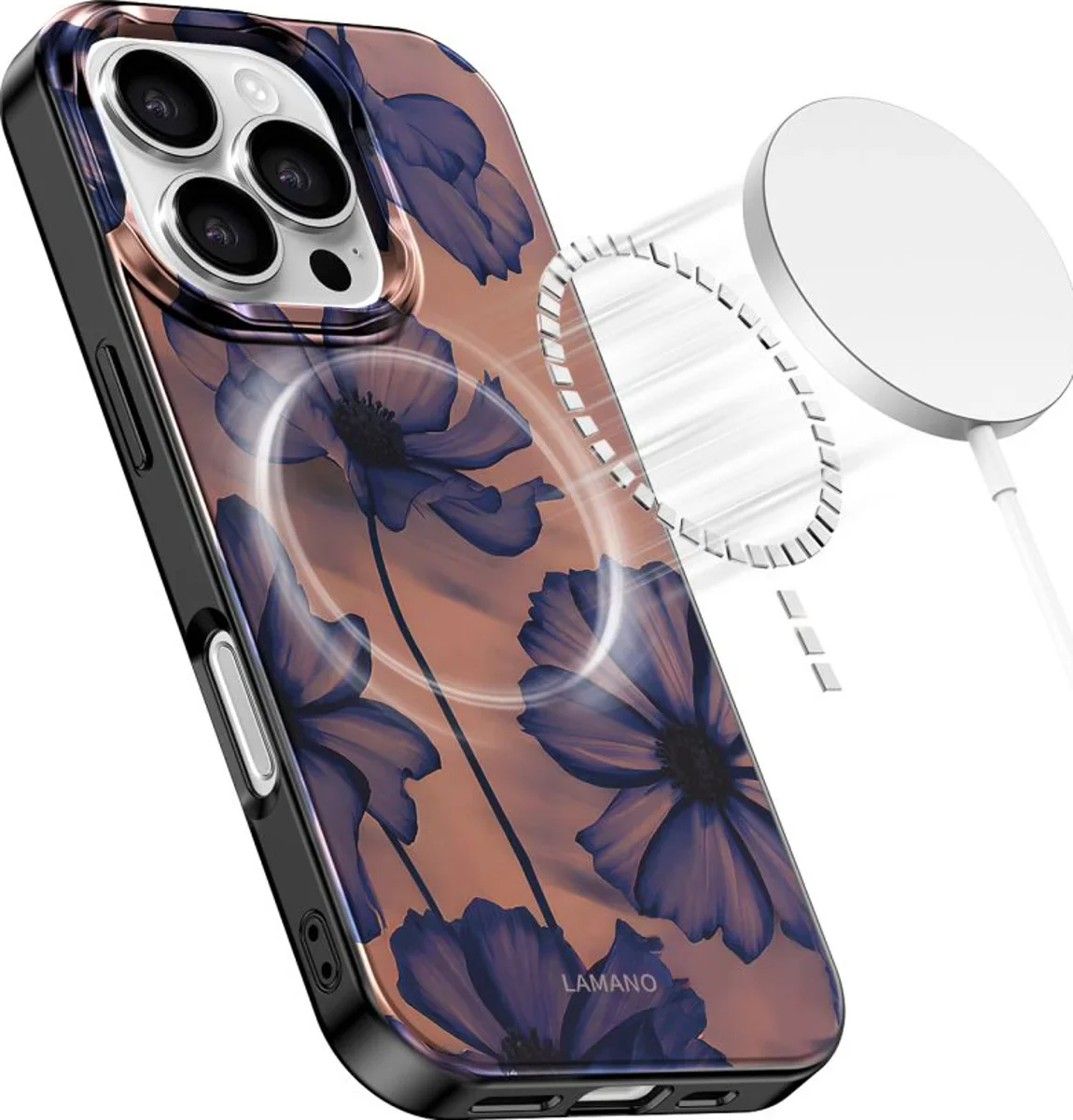 MagSafe Case for Apple iPhone 16 Pro Max, Tech-Protect, Lamano Velvet Night, Black - Image 4