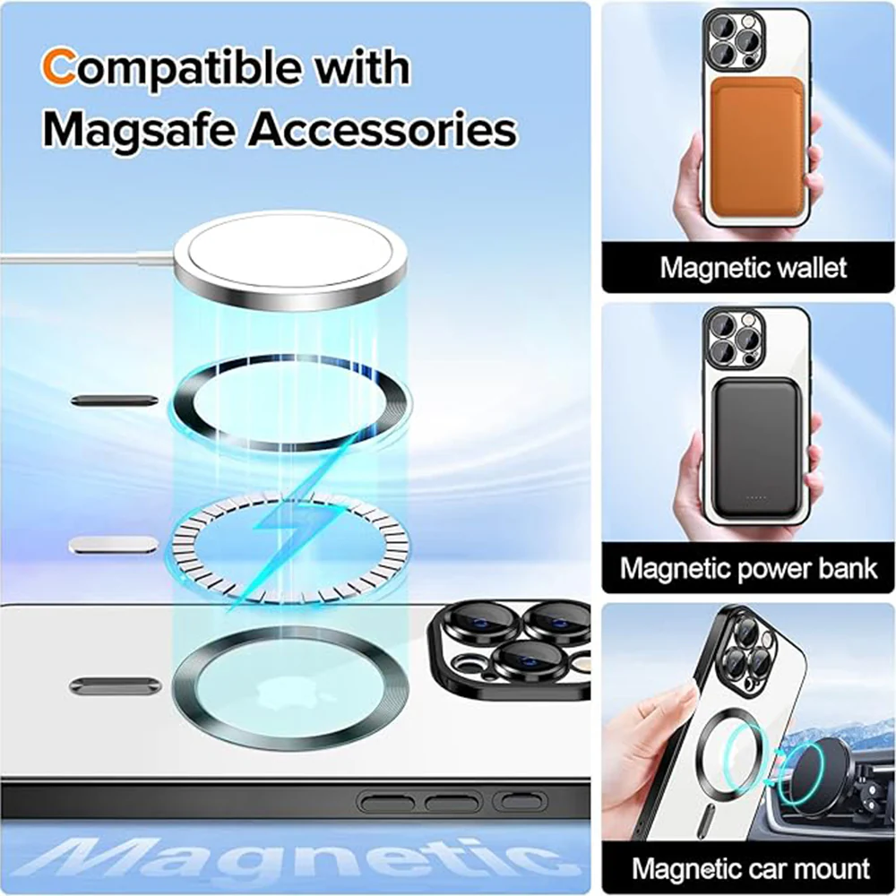 MagSafe Case for Apple iPhone 16 Pro Max, Techsuit, Luxury Crystal, Dark Blue - Image 4