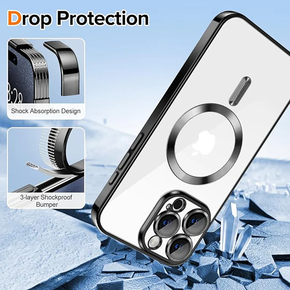 MagSafe Case for Apple iPhone 16 Pro Max, Techsuit, Luxury Crystal, Light Green - Image 3