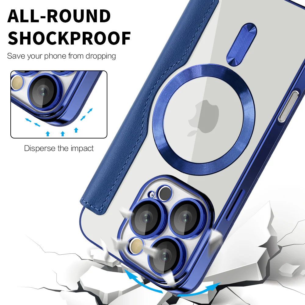 MagSafe Case for Apple iPhone 16 Pro Max, Techsuit, SmartMag Book, Blue - Image 4