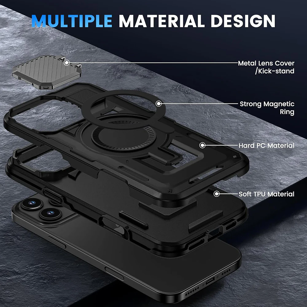 MagSafe Case for Apple iPhone 16 Pro, Techsuit, CamVault, Black - Image 3