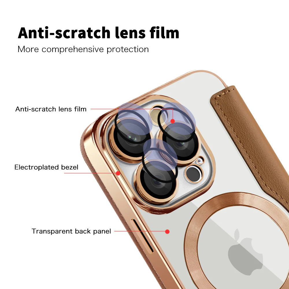 MagSafe Case for Apple iPhone 16 Pro, Techsuit, SmartMag Book, Brown - Image 3
