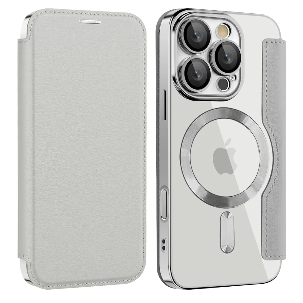 MagSafe Case for Apple iPhone 16 Pro, Techsuit, SmartMag Book, Gray - Image 2