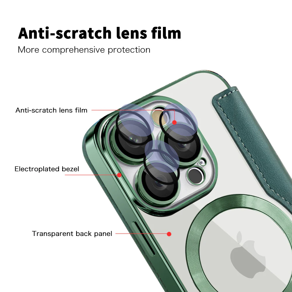 MagSafe Case for Apple iPhone 16 Pro, Techsuit, SmartMag Book, Green - Image 3