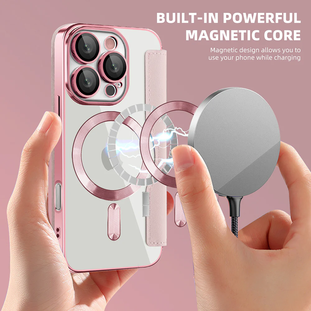 MagSafe Case for Apple iPhone 16 Pro, Techsuit, SmartMag Book, Pink - Image 6
