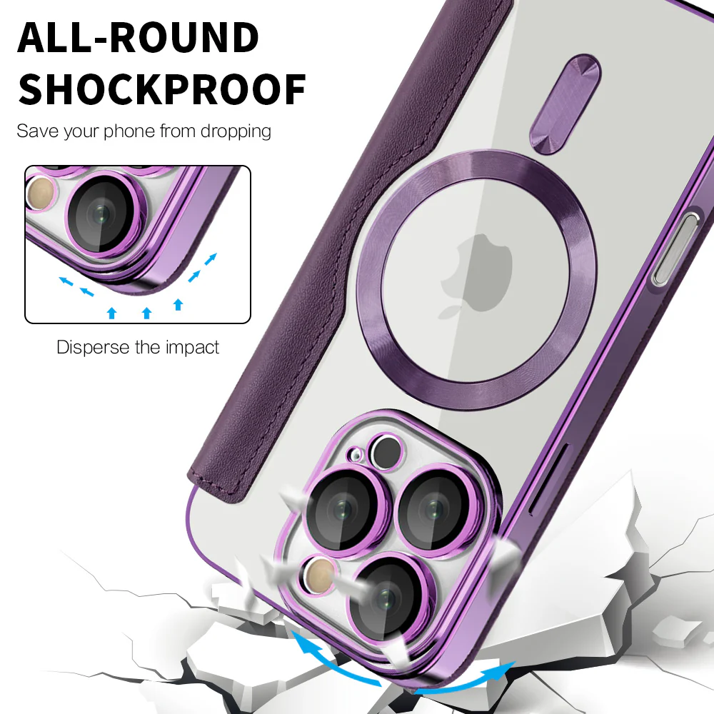 MagSafe Case for Apple iPhone 16 Pro, Techsuit, SmartMag Book, Purple - Image 4
