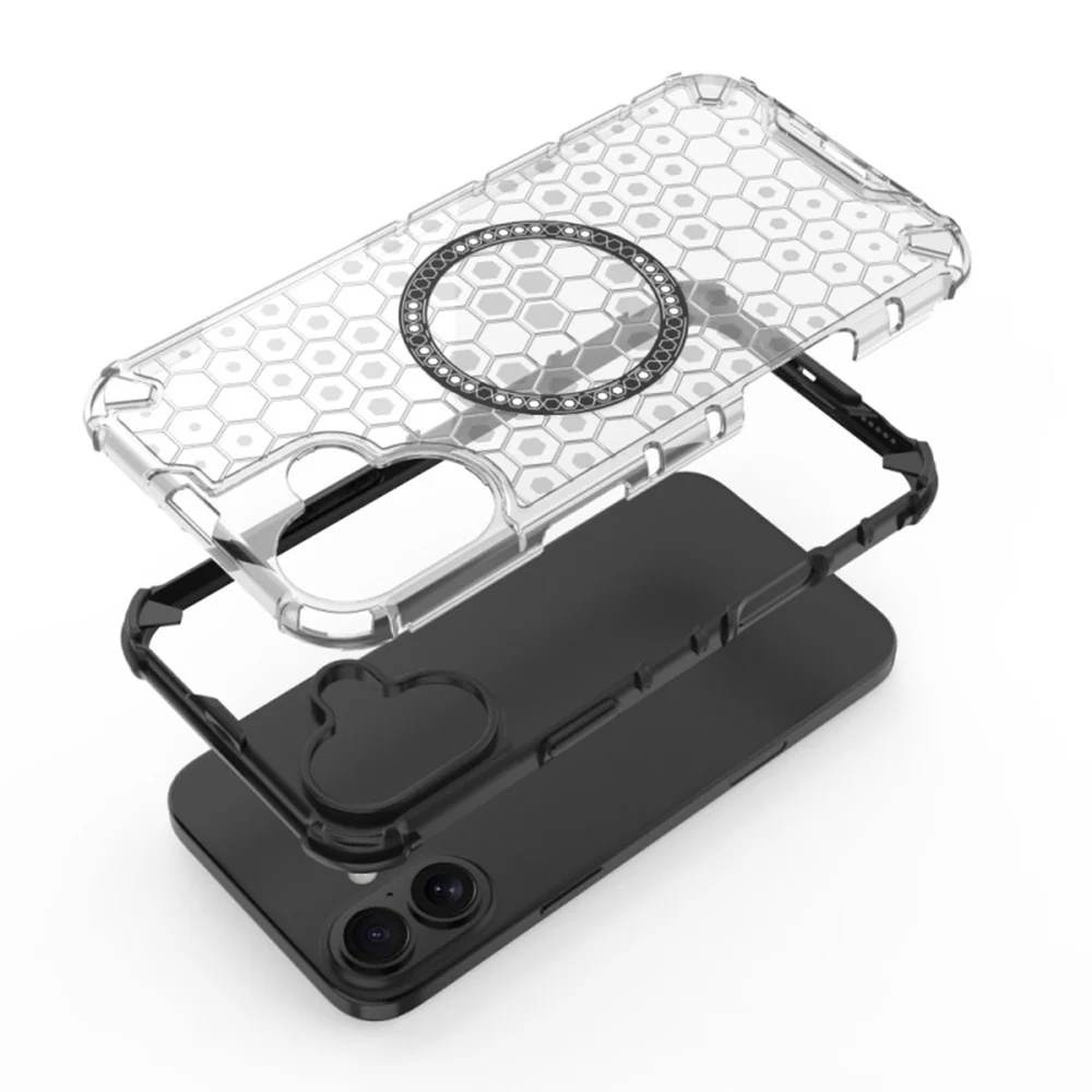 MagSafe Case for Apple iPhone 16, Techsuit, HoneyComb Shield, Black - Image 4