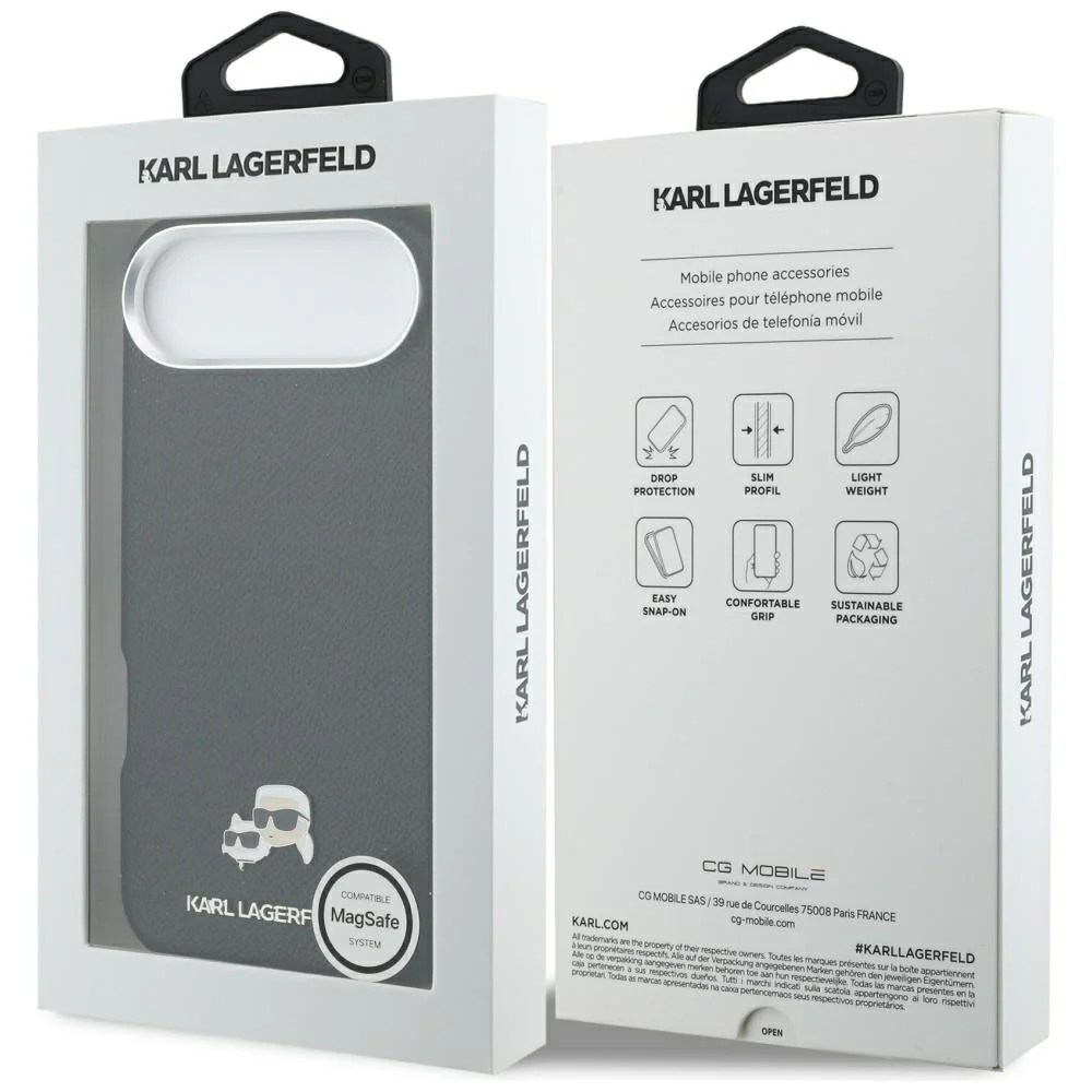 MagSafe Case for Apple iPhone 17 Air, Karl Lagerfeld, Karl & Choupette Head's Pin, Black - Image 7