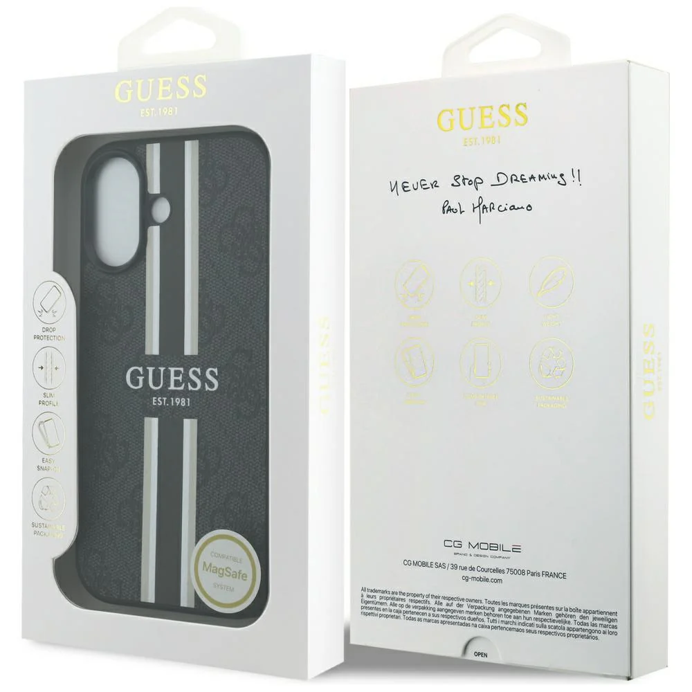 MagSafe Case for Apple iPhone 17, Guess, 4G Printed Stripes, Black - Image 7