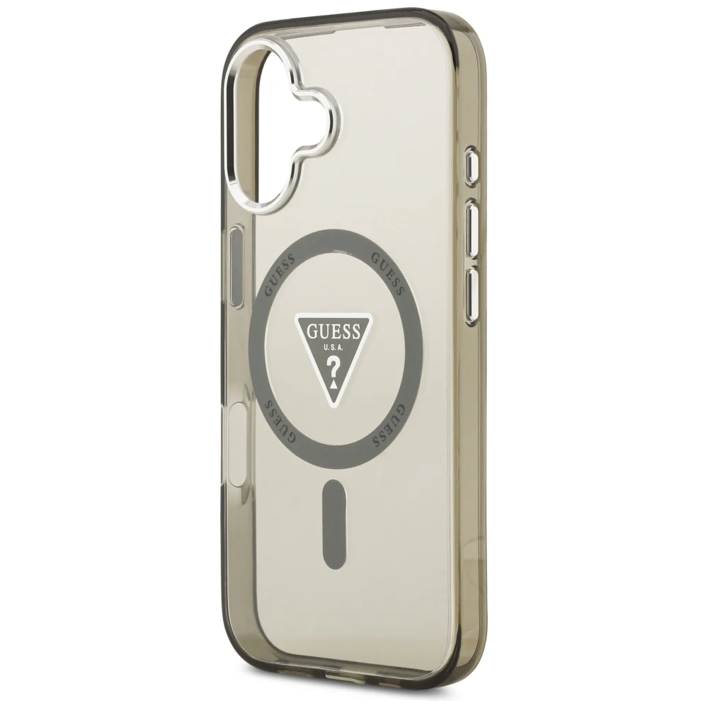 MagSafe Case for Apple iPhone 17, Guess, IML Gradient Triangle Logo, Silver Khaki - Image 6
