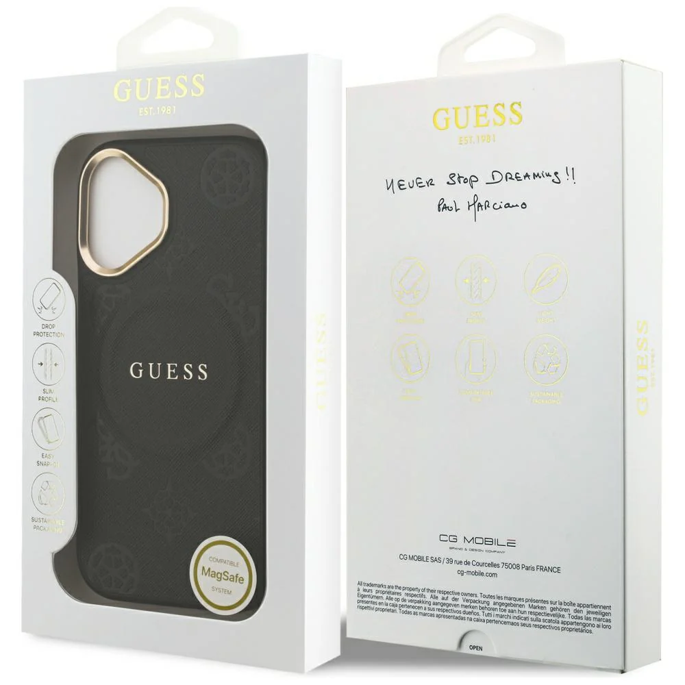MagSafe Case for Apple iPhone 17, Guess, Peony Hot Stamp, Black - Image 7