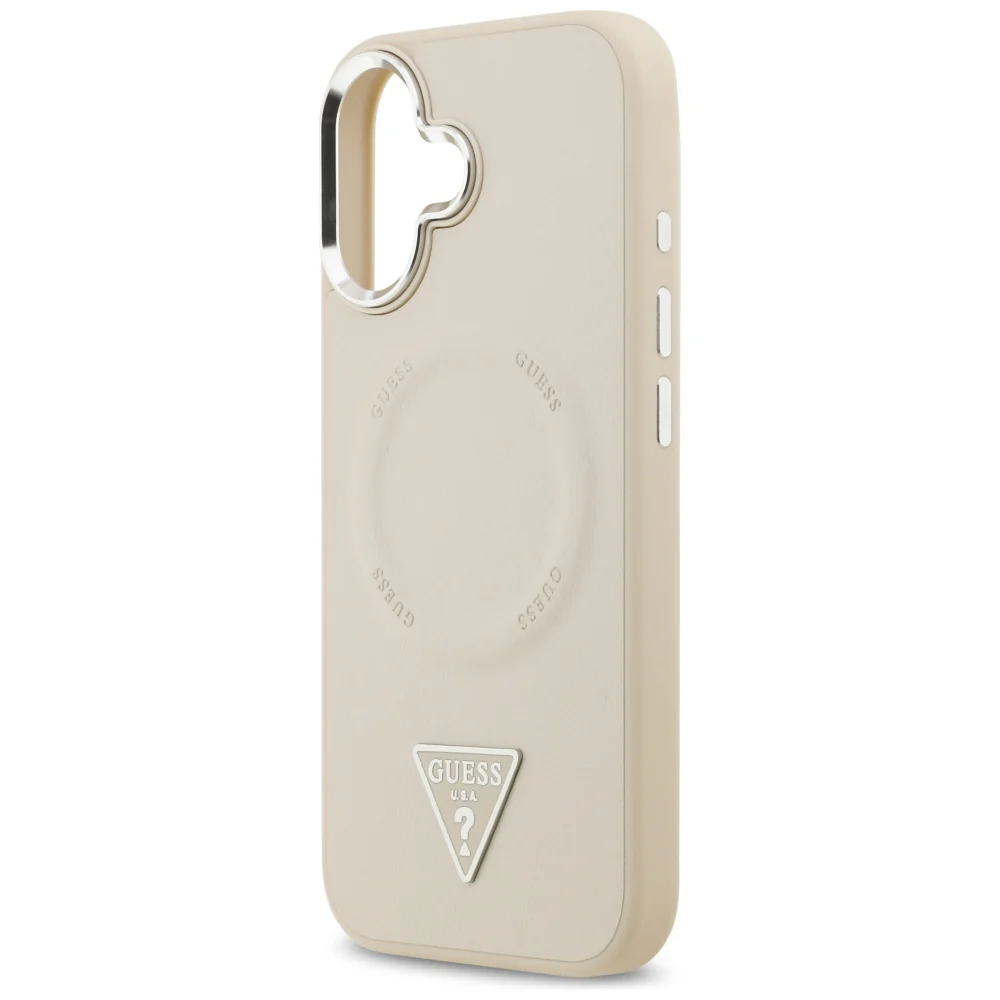 MagSafe Case for Apple iPhone 17, Guess, Triangle Logo, Silver Beige - Image 5