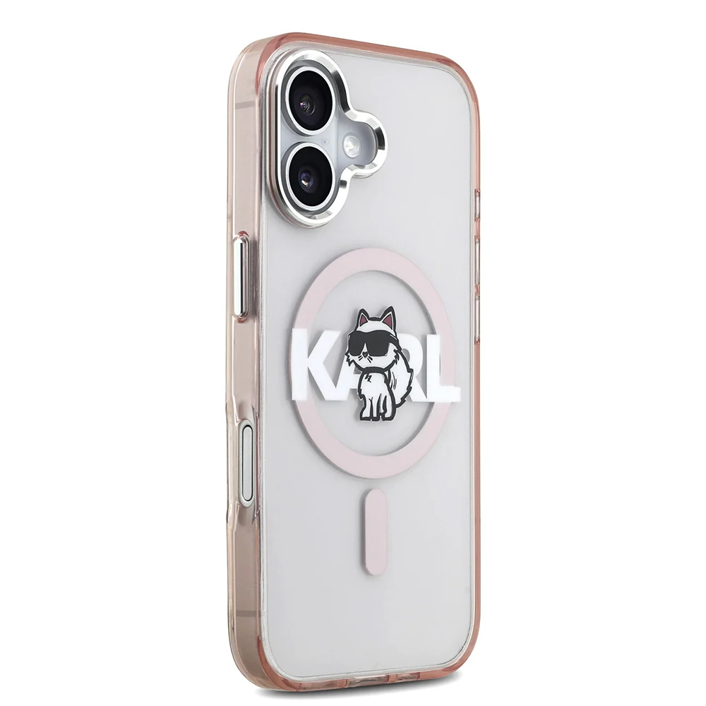 MagSafe Case for Apple iPhone 17, Karl Lagerfeld, IML Sketch Logo Choupette, Pink - Image 4