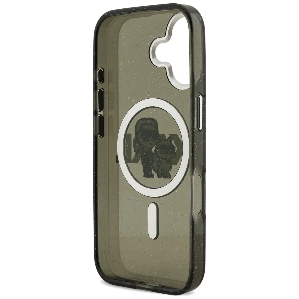 MagSafe Case for Apple iPhone 17, Karl Lagerfeld, IML Sketch Logo Glitter Karl & Choupette, Black - Image 5