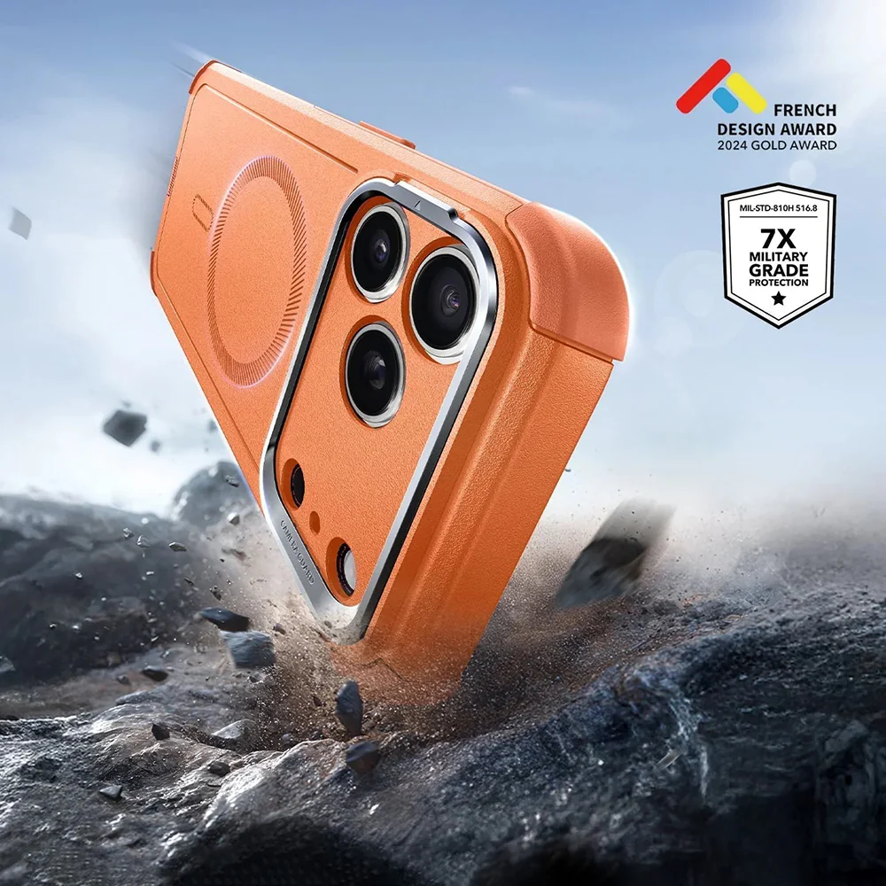 MagSafe Case for Apple iPhone 17 Pro, ESR, Cyber Armor Kickstand, Orange - Image 4
