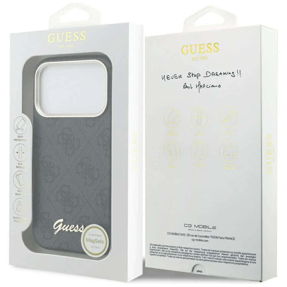 MagSafe Case for Apple iPhone 17 Pro, Guess, 4G Script Logo, Black - Image 7