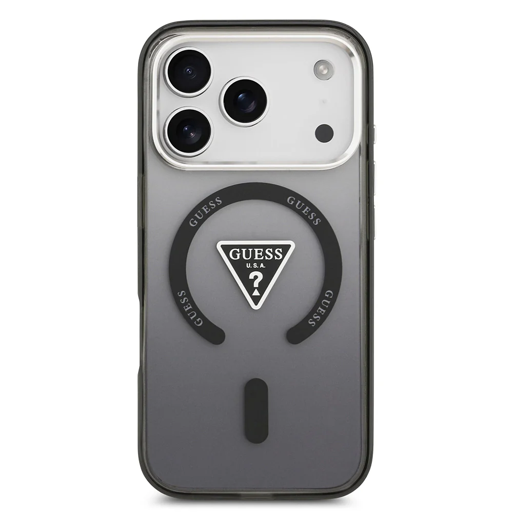MagSafe Case for Apple iPhone 17 Pro, Guess, IML Gradient Triangle Logo, Black Silver - Image 2