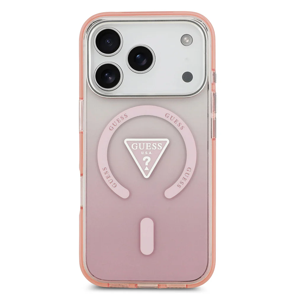 MagSafe Case for Apple iPhone 17 Pro, Guess, IML Gradient Triangle Logo, Pink - Image 2