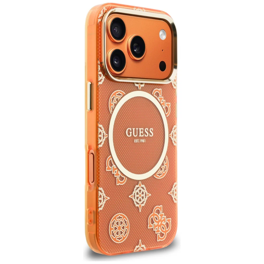 MagSafe Case for Apple iPhone 17 Pro, Guess, IML Peony Dot, Orange - Image 2