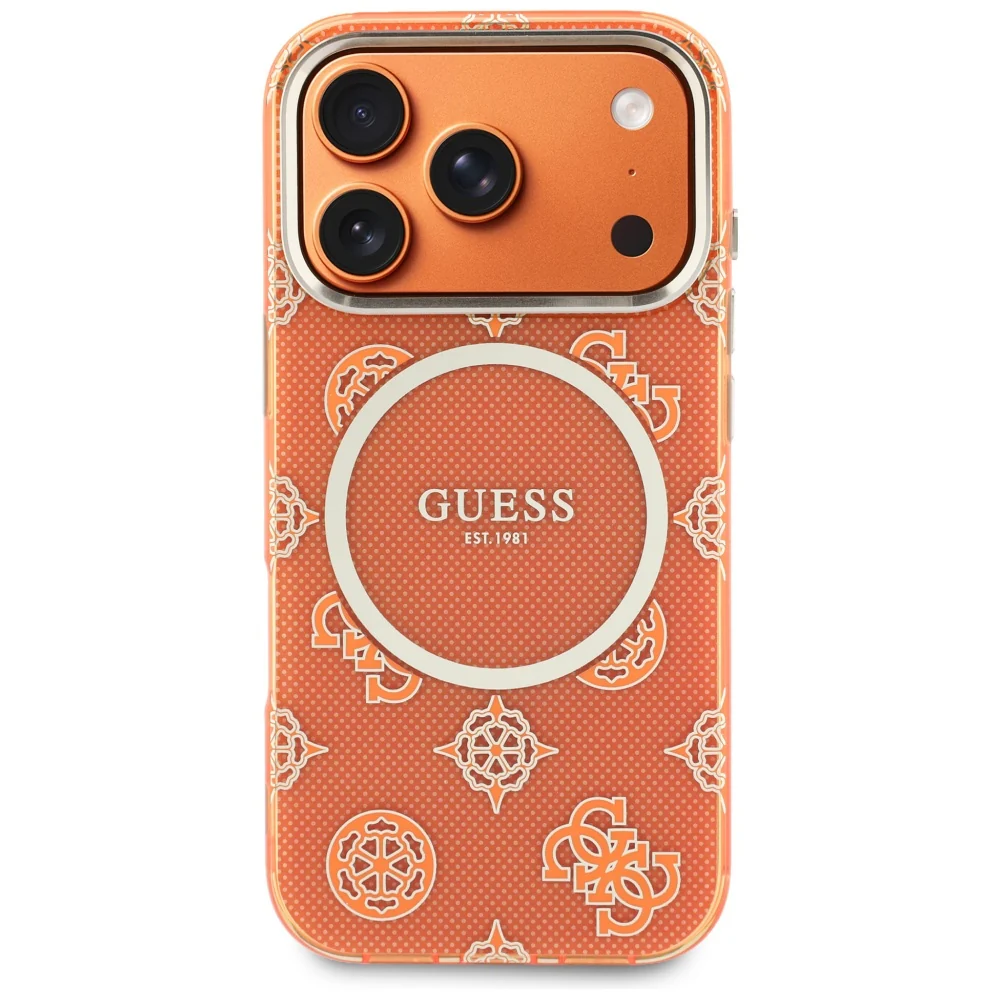 MagSafe Case for Apple iPhone 17 Pro, Guess, IML Peony Dot, Orange - Image 3