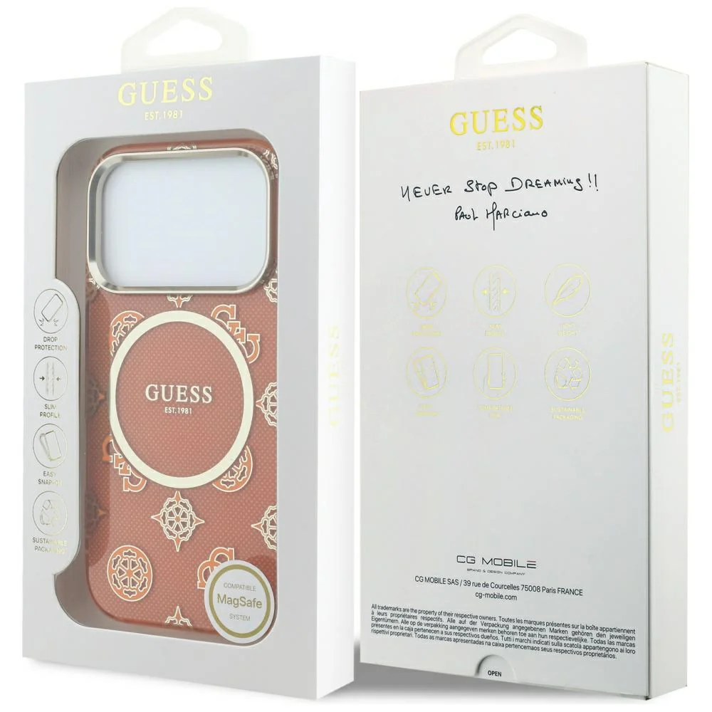 MagSafe Case for Apple iPhone 17 Pro, Guess, IML Peony Dot, Orange - Image 7