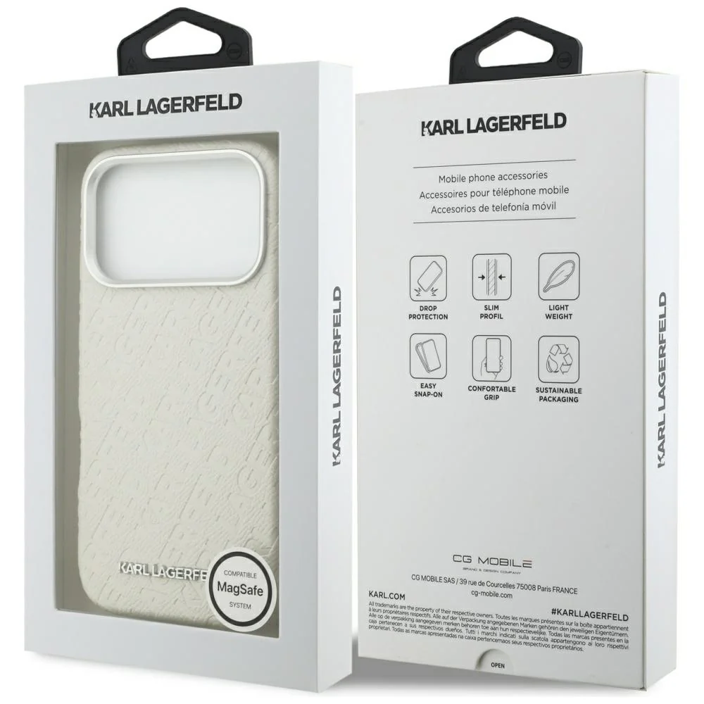 MagSafe Case for Apple iPhone 17 Pro, Karl Lagerfeld, FW Stamped Karl, Beige - Image 7