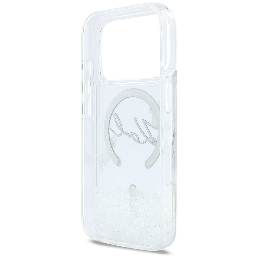 MagSafe Case for Apple iPhone 17 Pro, Karl Lagerfeld, Glitter Karl Script Logo, Transparent - Image 4