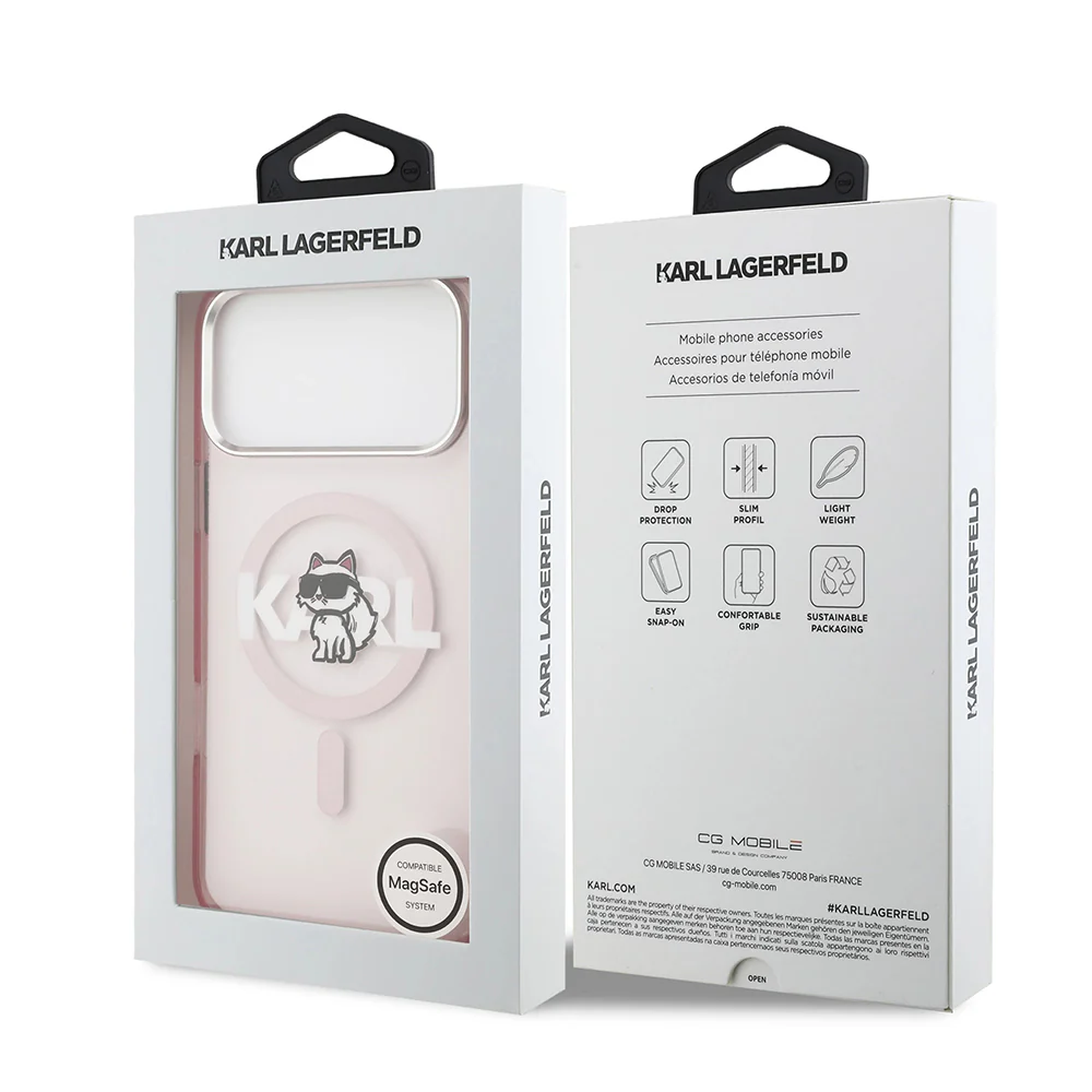 MagSafe Case for Apple iPhone 17 Pro, Karl Lagerfeld, IML Sketch Logo Choupette, Pink - Image 7