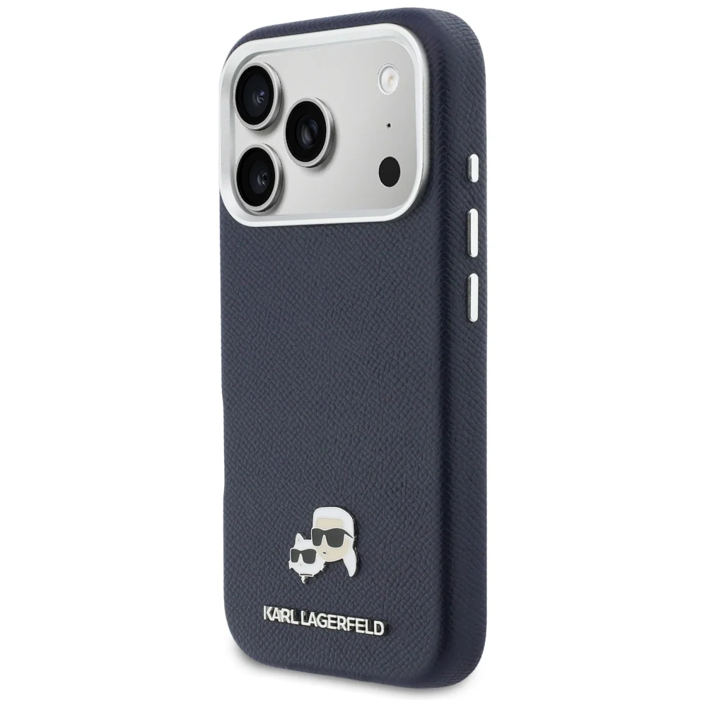 MagSafe Case for Apple iPhone 17 Pro, Karl Lagerfeld, Saffiano Karl & Choupette Pins, Blue - Image 5