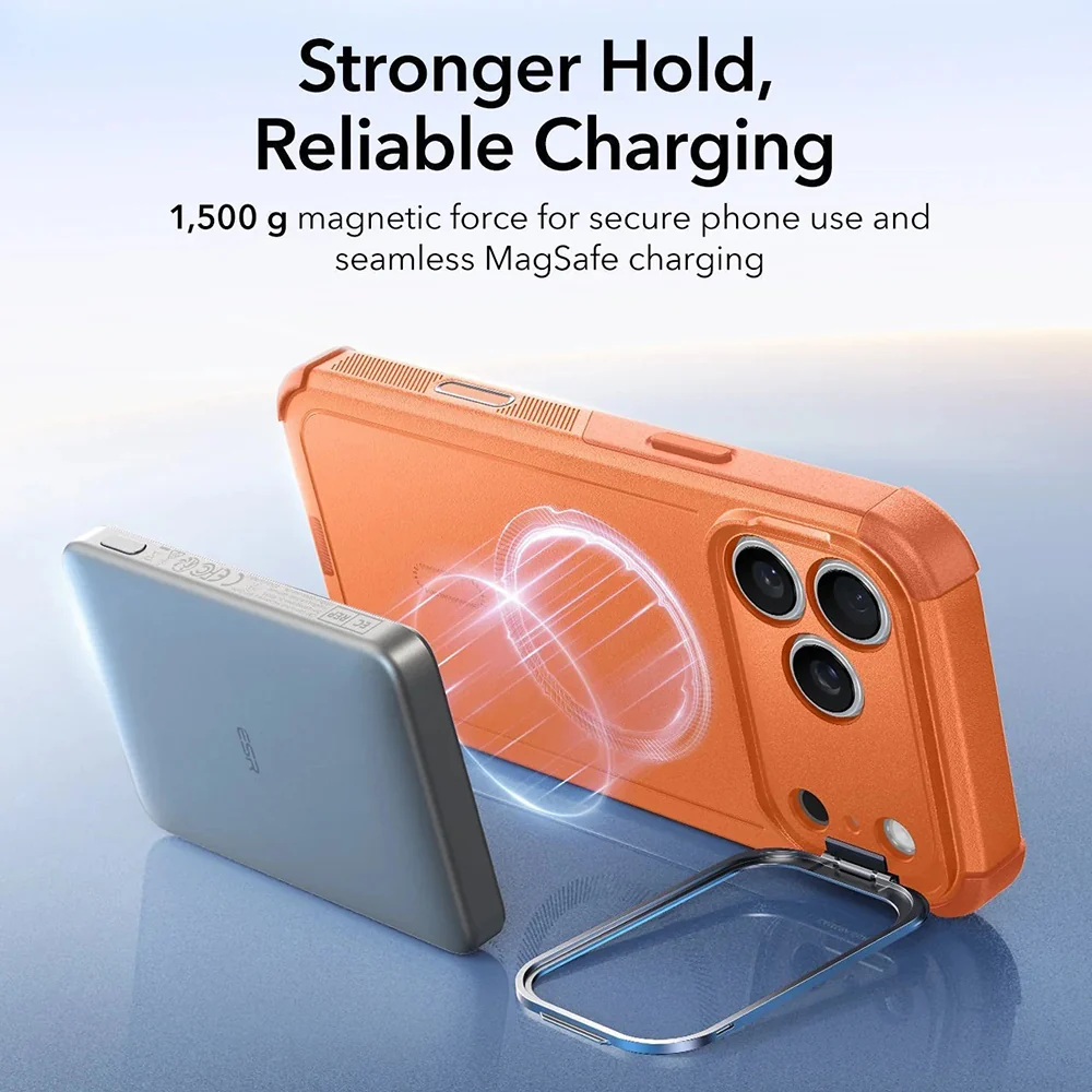 MagSafe Case for Apple iPhone 17 Pro Max, ESR, Cyber Armor Kickstand, Orange - Image 2
