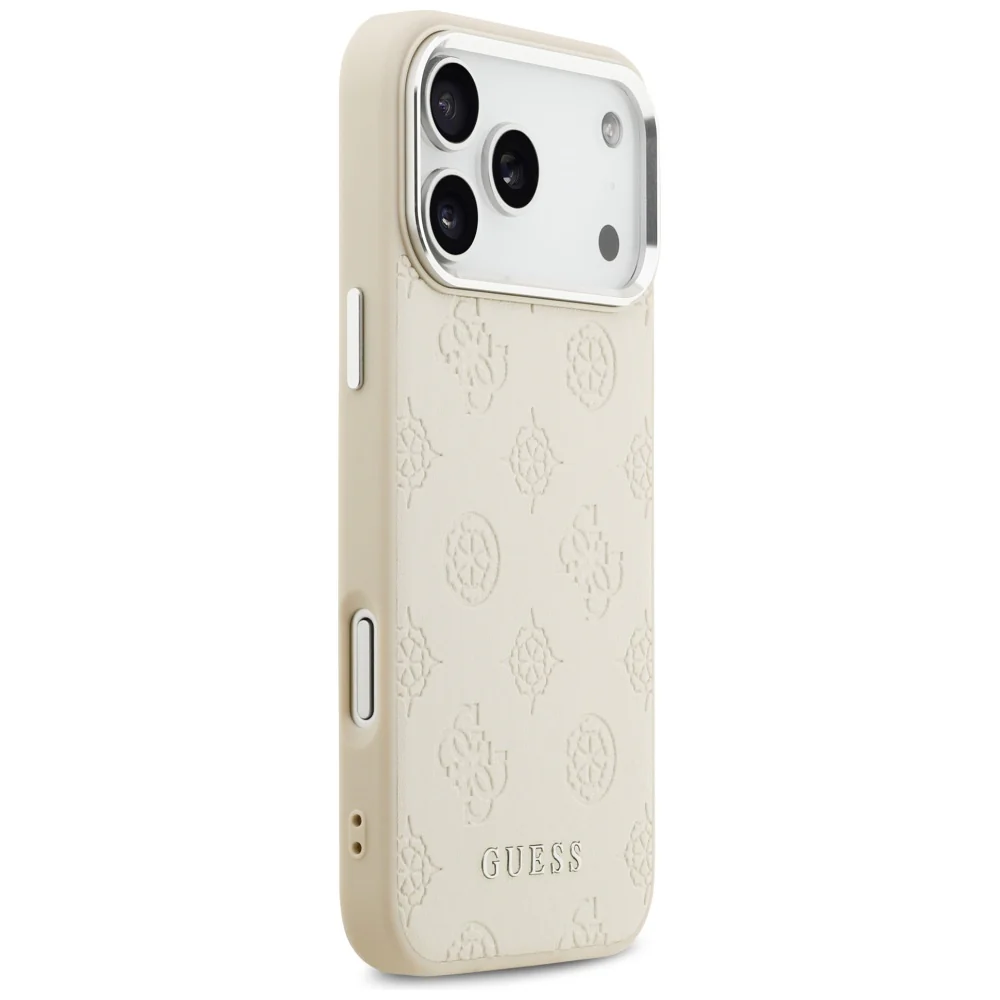 MagSafe Case for Apple iPhone 17 Pro Max, Guess, Peony Hot Stamp Script, Beige - Image 6