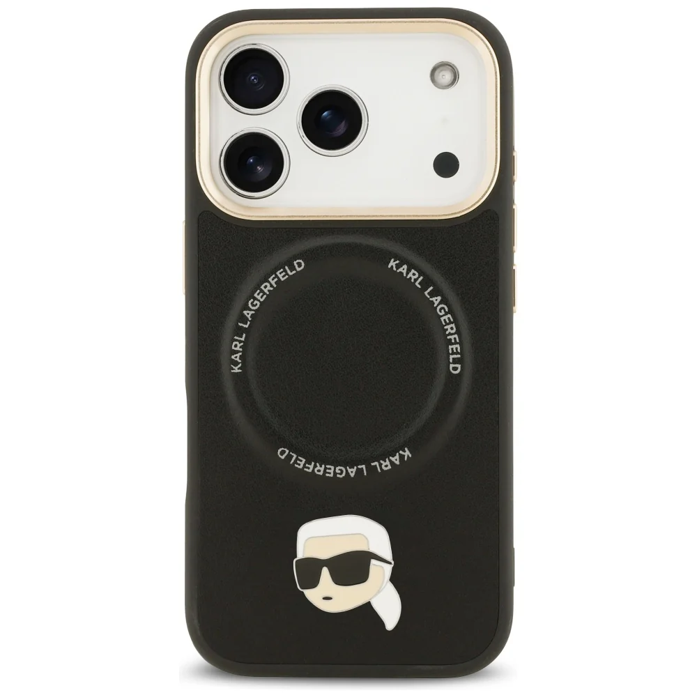 MagSafe Case for Apple iPhone 17 Pro Max, Karl Lagerfeld, Big Strap Karl Metal Logo, Black - Image 3