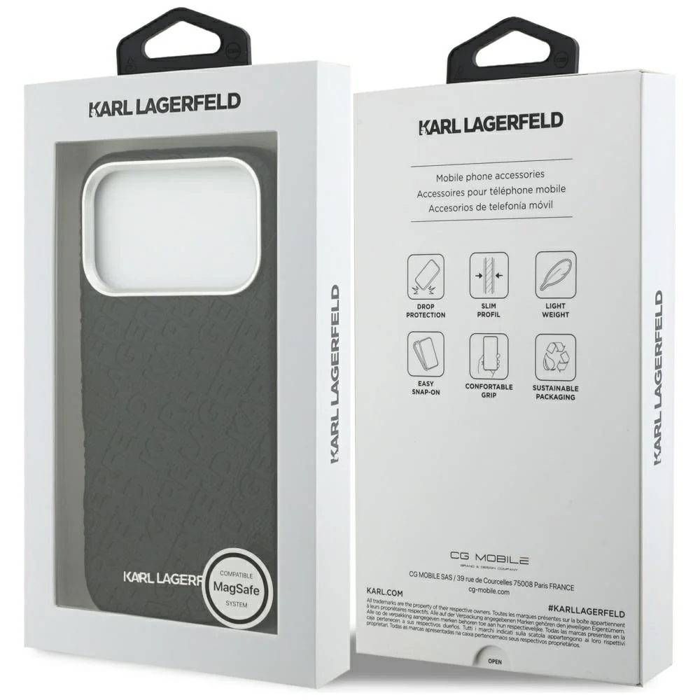 MagSafe Case for Apple iPhone 17 Pro Max, Karl Lagerfeld, FW Stamped Karl, Black - Image 7