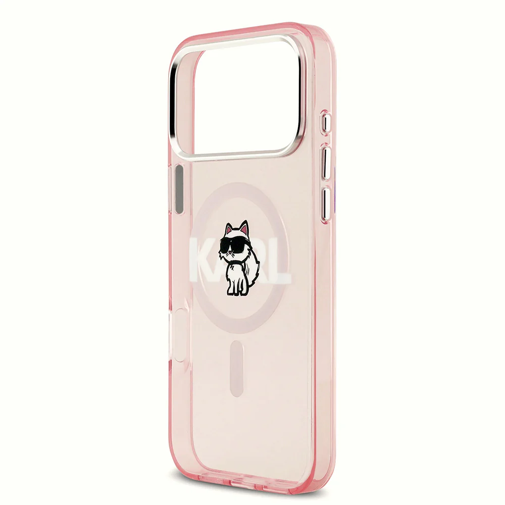 MagSafe Case for Apple iPhone 17 Pro Max, Karl Lagerfeld, IML Sketch Logo Choupette, Pink - Image 5