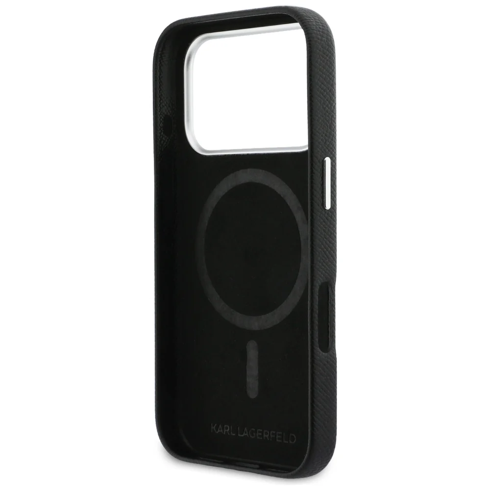 MagSafe Case for Apple iPhone 17 Pro Max, Karl Lagerfeld, Karl & Choupette Head's Pin, Black - Image 4