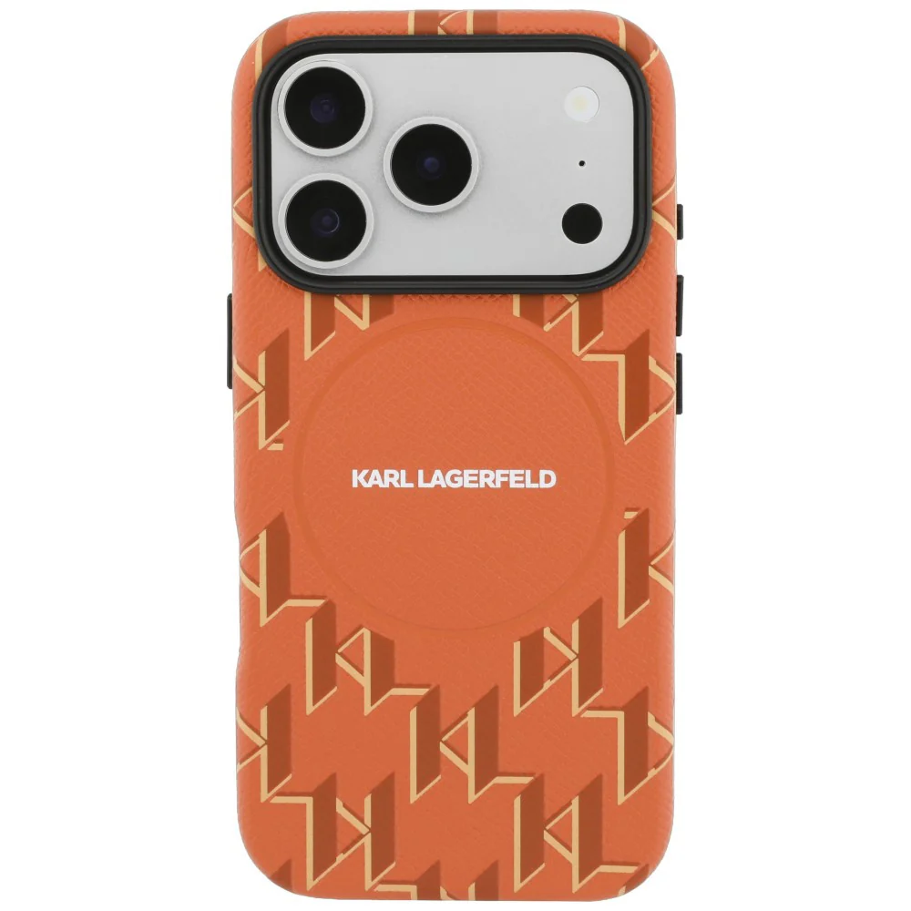 MagSafe Case for Apple iPhone 17 Pro Max, Karl Lagerfeld, KL Monogram Logo, Orange - Image 2