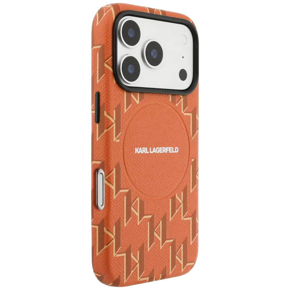 MagSafe Case for Apple iPhone 17 Pro Max, Karl Lagerfeld, KL Monogram Logo, Orange - Image 4