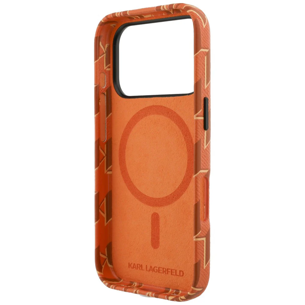 MagSafe Case for Apple iPhone 17 Pro Max, Karl Lagerfeld, KL Monogram Logo, Orange - Image 6