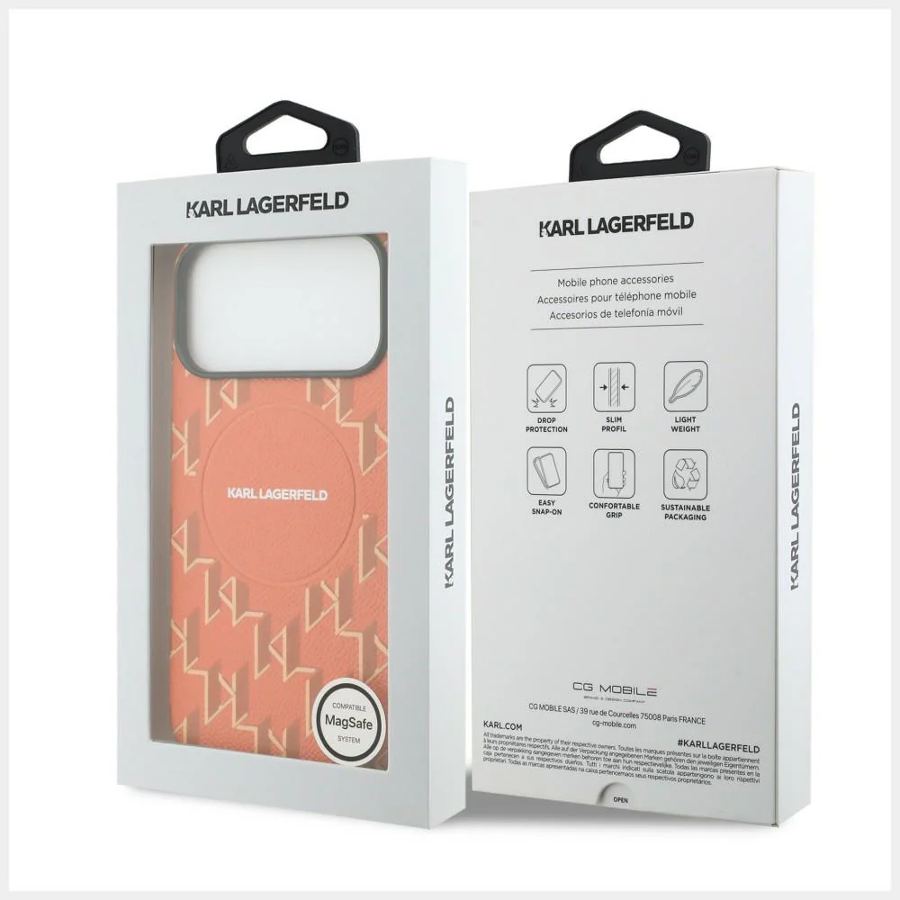 MagSafe Case for Apple iPhone 17 Pro Max, Karl Lagerfeld, KL Monogram Logo, Orange - Image 7