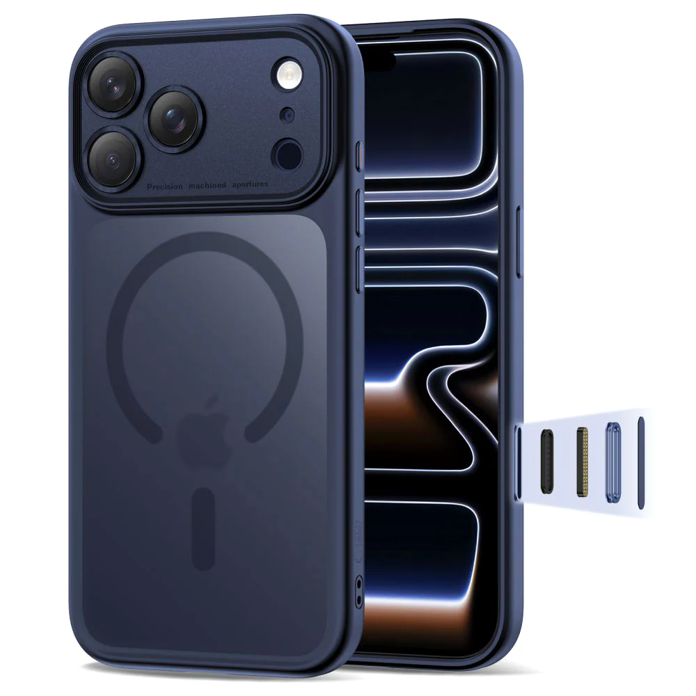 MagSafe Case for Apple iPhone 17 Pro Max, Tech-Protect, MagPeak, Matte Navy Blue - Image 2