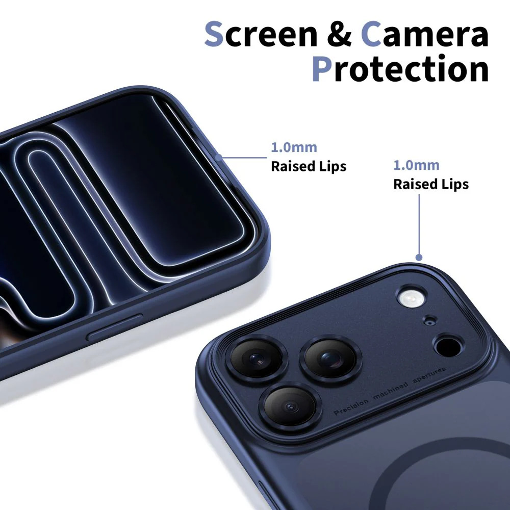 MagSafe Case for Apple iPhone 17 Pro Max, Tech-Protect, MagPeak, Matte Navy Blue - Image 4