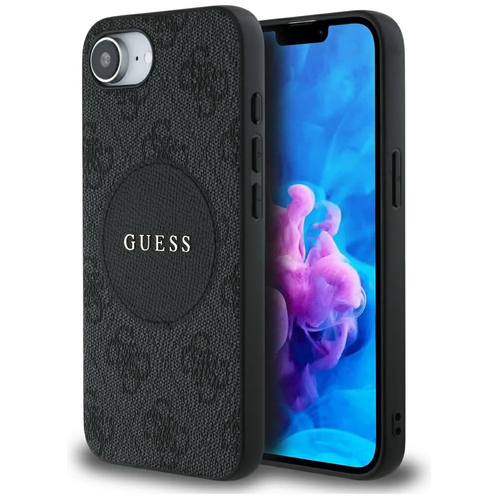 MagSafe Case for Apple iPhone 17e / 16e, Guess, 4G Circle Classic Logo, Black